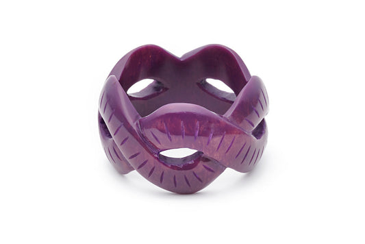 Splendette vintage inspired 1940s style carved purple Chunky Golden Plum Fakelite Bangle in Classic size