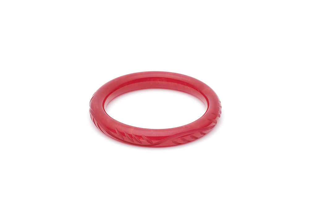 Splendette vintage inspired 1940s style carved red Narrow Golden Bordeaux Fakelite Bangle in Maiden size
