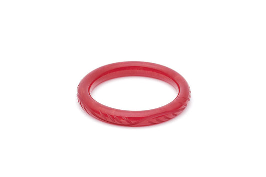 Splendette vintage inspired 1940s style carved red Narrow Golden Bordeaux Fakelite Bangle in Maiden size