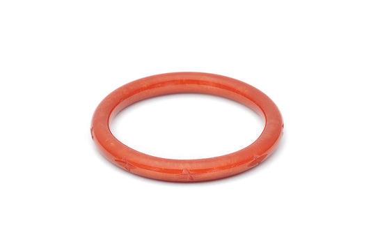 Splendette vintage inspired 1940s style carved orange Narrow Golden Amber Fakelite Bangle in Duchess size
