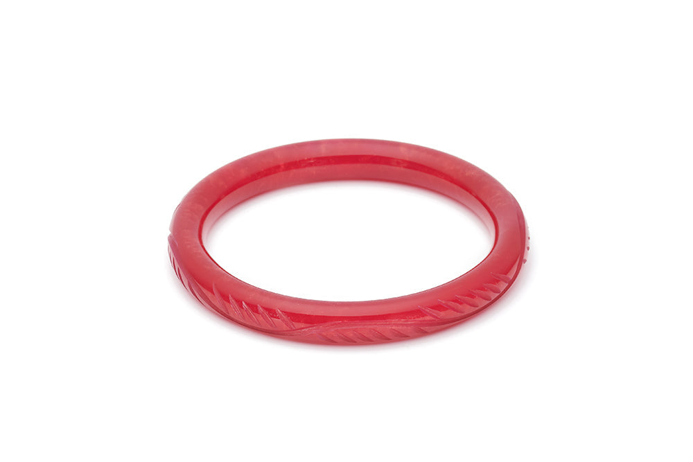 Splendette vintage inspired 1940s style carved red Narrow Golden Bordeaux Fakelite Bangle in Duchess size