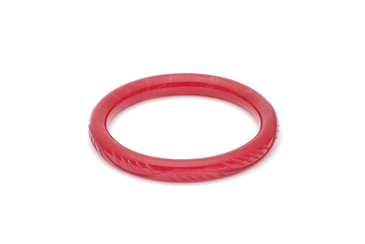 Splendette vintage inspired 1940s style carved red Narrow Golden Bordeaux Fakelite Bangle in Duchess size