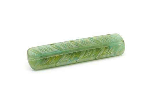 Splendette vintage inspired 1940s style carved green Golden Olive Fakelite Hair Barette