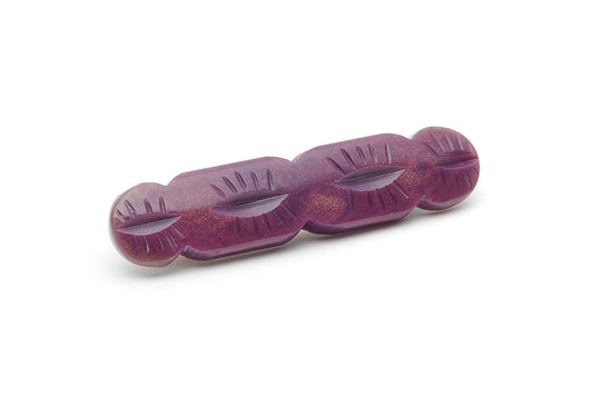 Splendette vintage inspired 1940s style carved purple Golden Plum Fakelite Bangle in *size* size