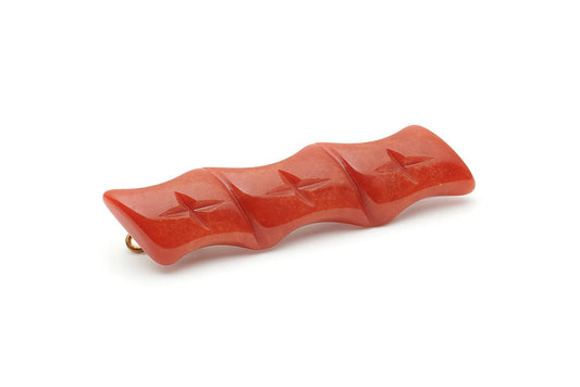 Splendette vintage inspired 1940s style carved orange Golden Amber Fakelite Hair Barette
