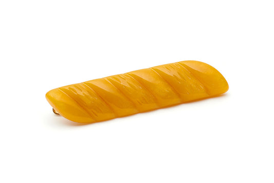 Splendette vintage inspired 1940s style carved yellow Golden Mustard Fakelite Hair Barette