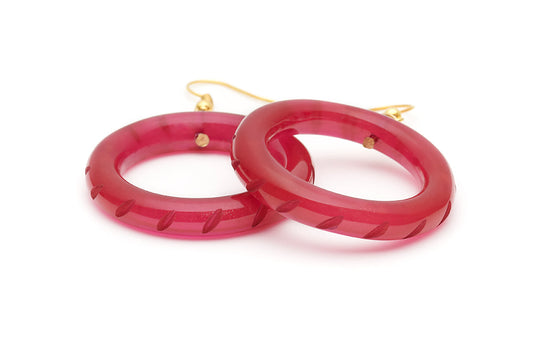 Golden Bordeaux Fakelite Drop Hoop Earrings