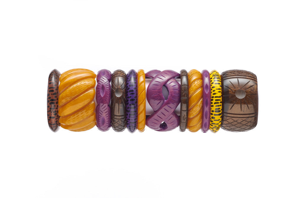 Narrow Golden Plum Fakelite Duchess Bangle