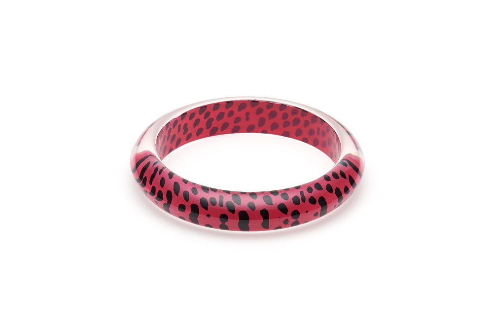 Iris Pink Leopard Drop Hoop Earrings