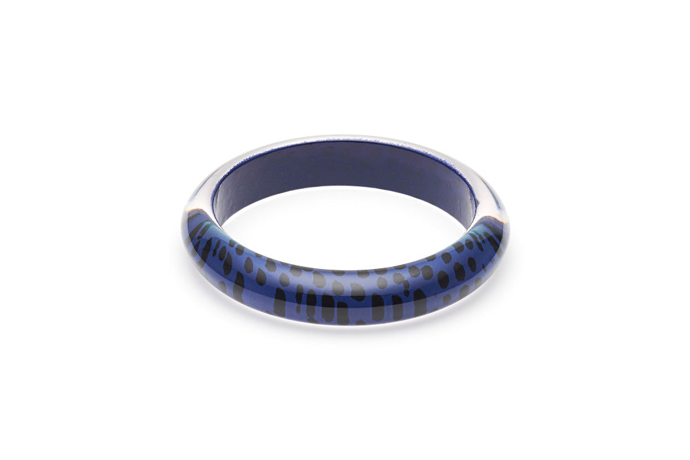 Indigo Leopard Drop Hoop Earrings