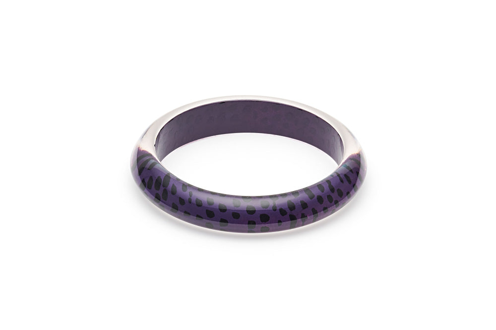 Purple Leopard Drop Hoop Earrings