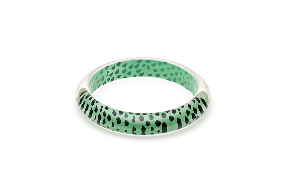 Mint Leopard Drop Hoop Earrings
