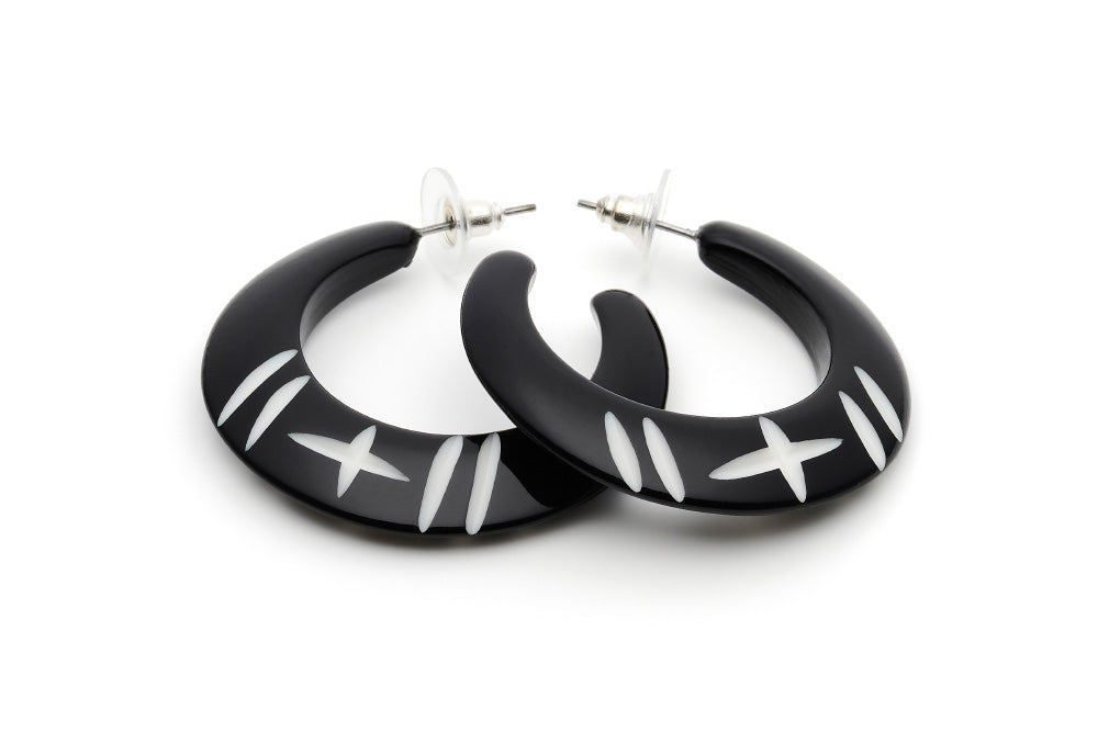 Splendette Hater Carved Hoop Earrings