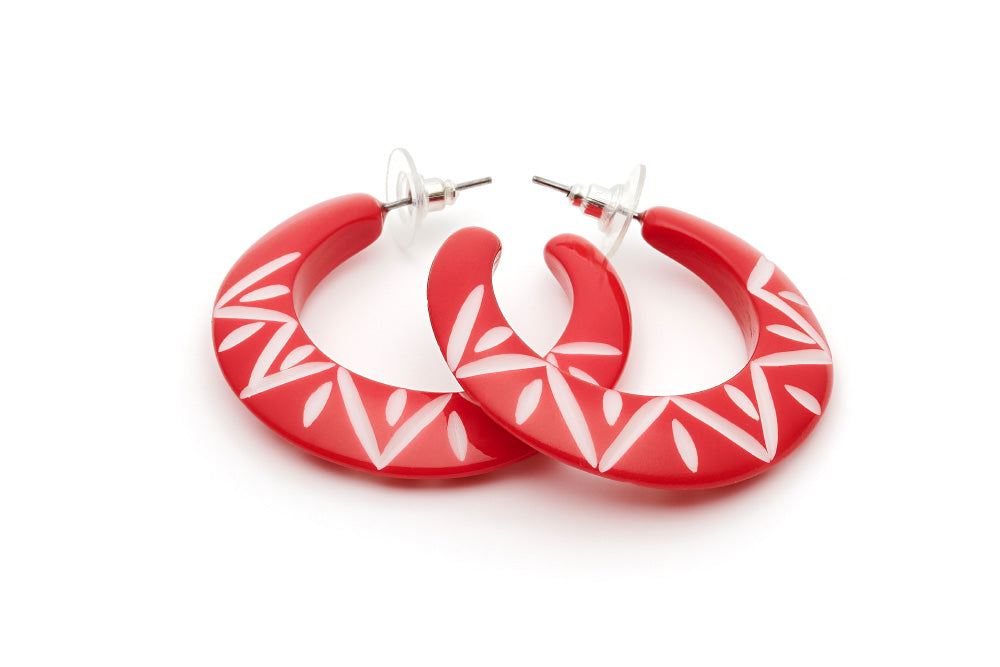 Splendette Lover Carved Hoop Earrings