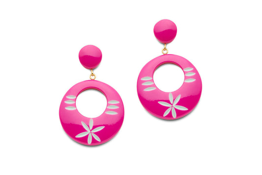Splendette Flamingo Carved Earrings