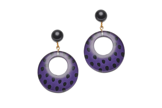 Purple Leopard Drop Hoop Earrings