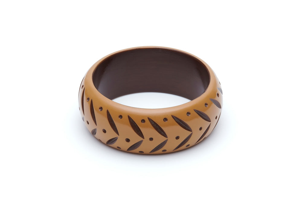 Splendette Wide Almond Carved Bangle