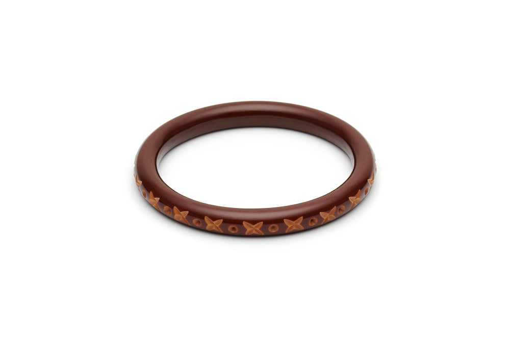 Splendette Narrow Walnut Carved Bangle