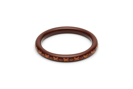 Splendette Narrow Walnut Carved Bangle