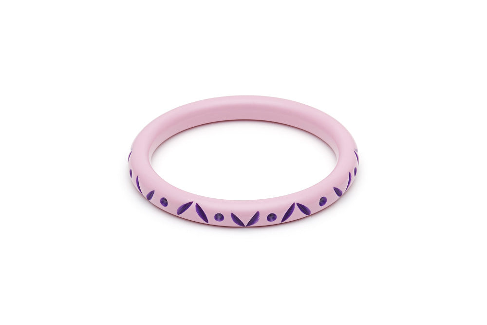 Narrow Clematis Carved Bangle
