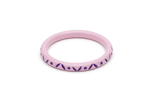 Narrow Clematis Carved Bangle