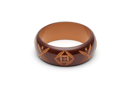 Splendette Wide Walnut Carved Bangle