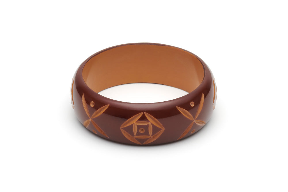 Splendette Wide Walnut Carved Duchess Bangle