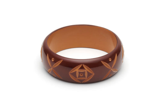 Splendette Wide Walnut Carved Duchess Bangle