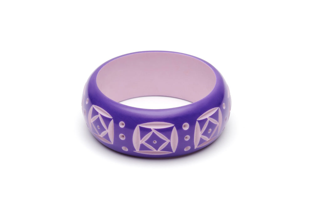 Wide Violet Carved Bangle