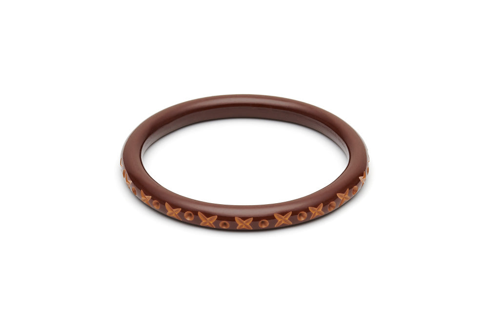 Splendette Narrow Walnut Carved Duchess Bangle