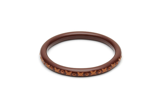 Splendette Narrow Walnut Carved Duchess Bangle