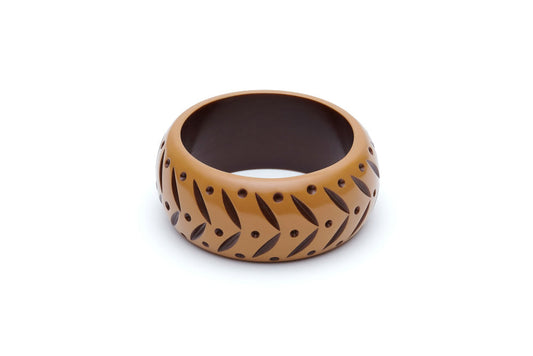 Splendette Wide Almond Carved Maiden Bangle
