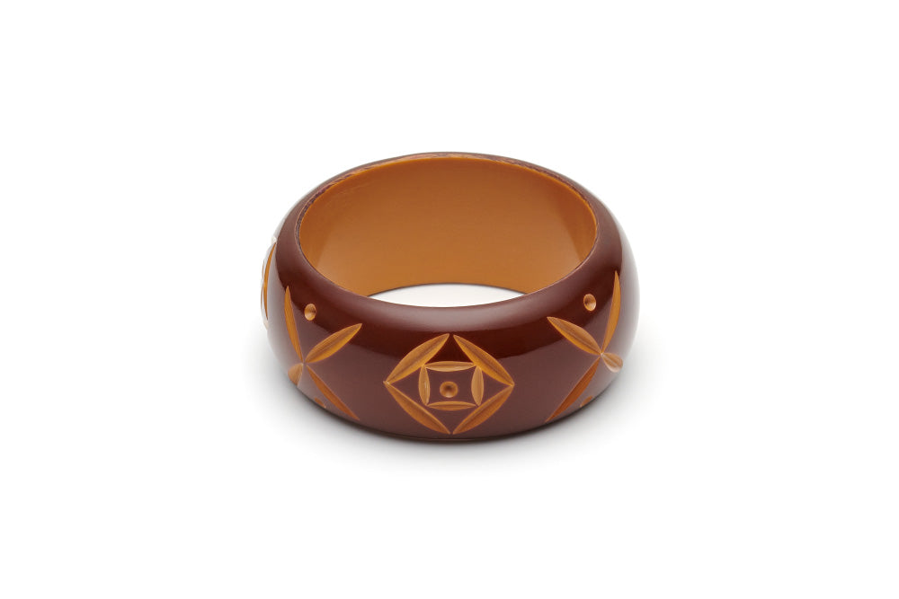 Splendette Wide Walnut Carved Maiden Bangle