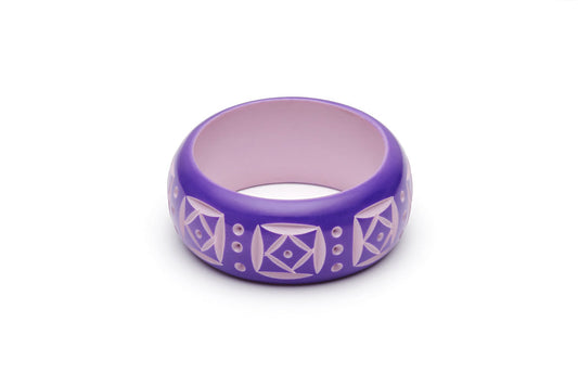 Wide Violet Carved Maiden Bangle