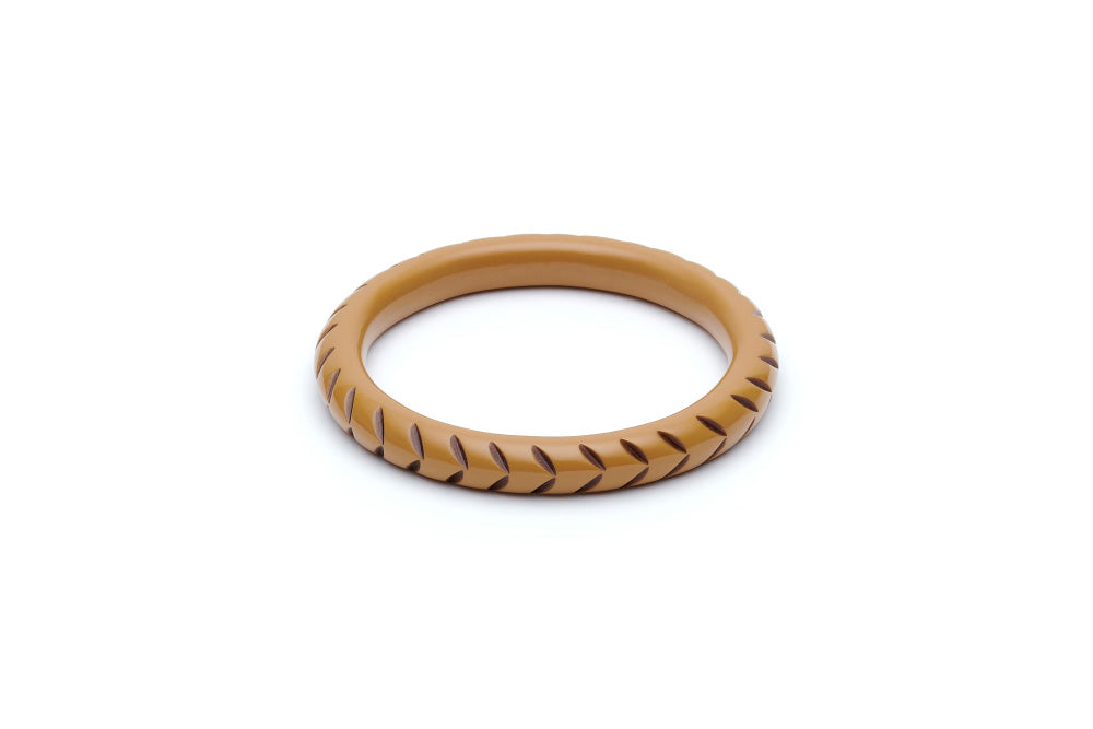 Splendette Narrow Almond Carved Maiden Bangle