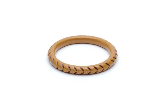 Splendette Narrow Almond Carved Maiden Bangle