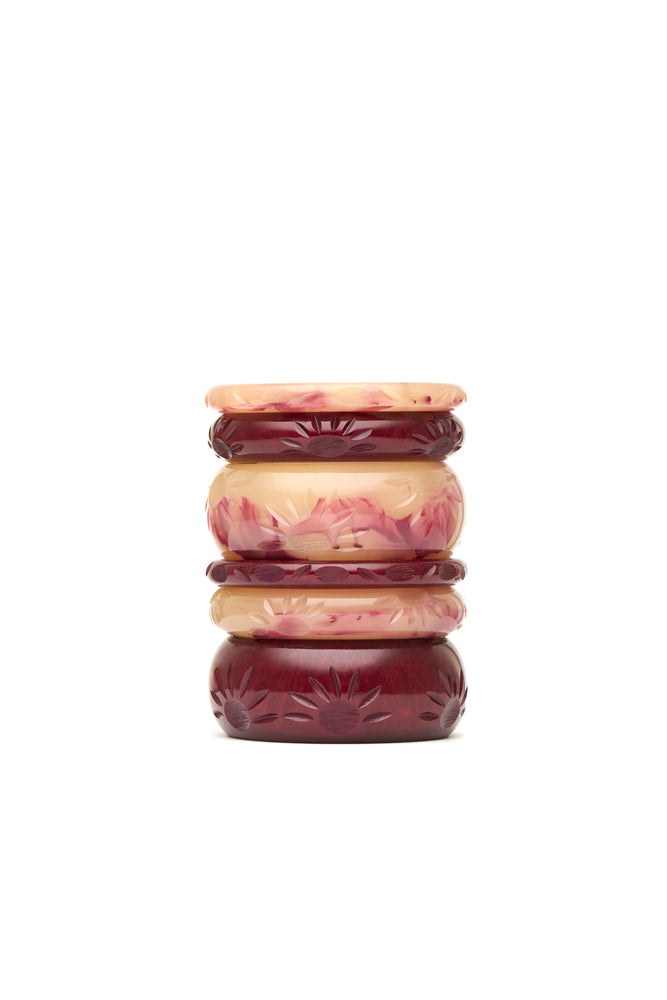 Wide Golden Burgundy Fakelite Duchess Bangle
