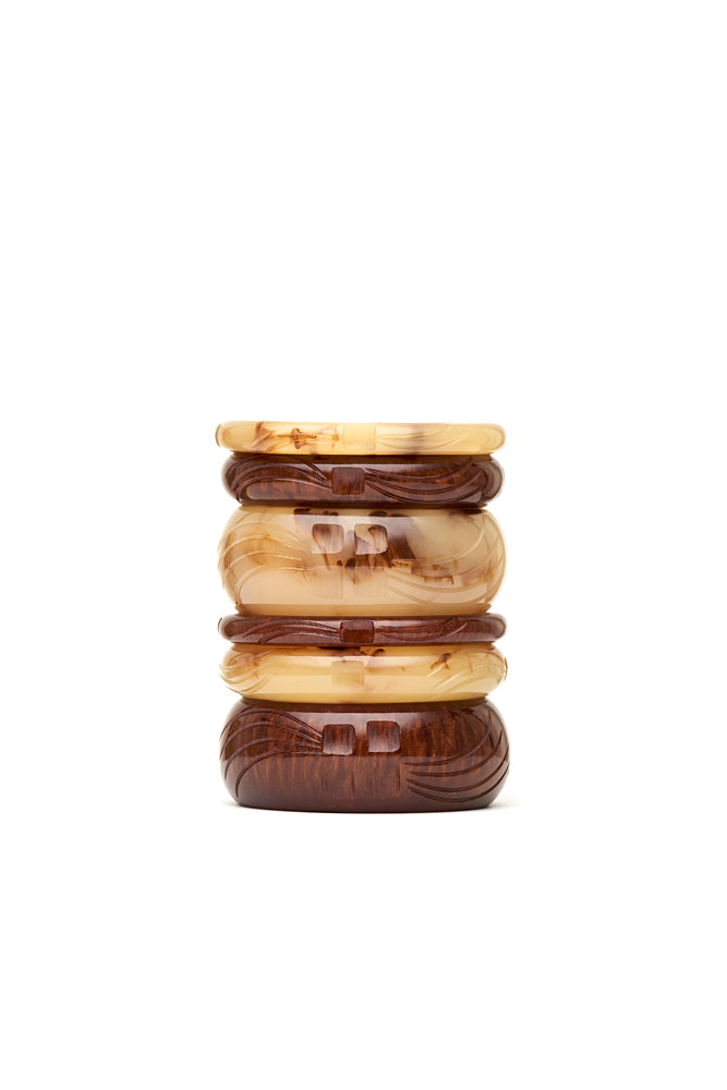 Wide Golden Chocolate Fakelite Duchess Bangle
