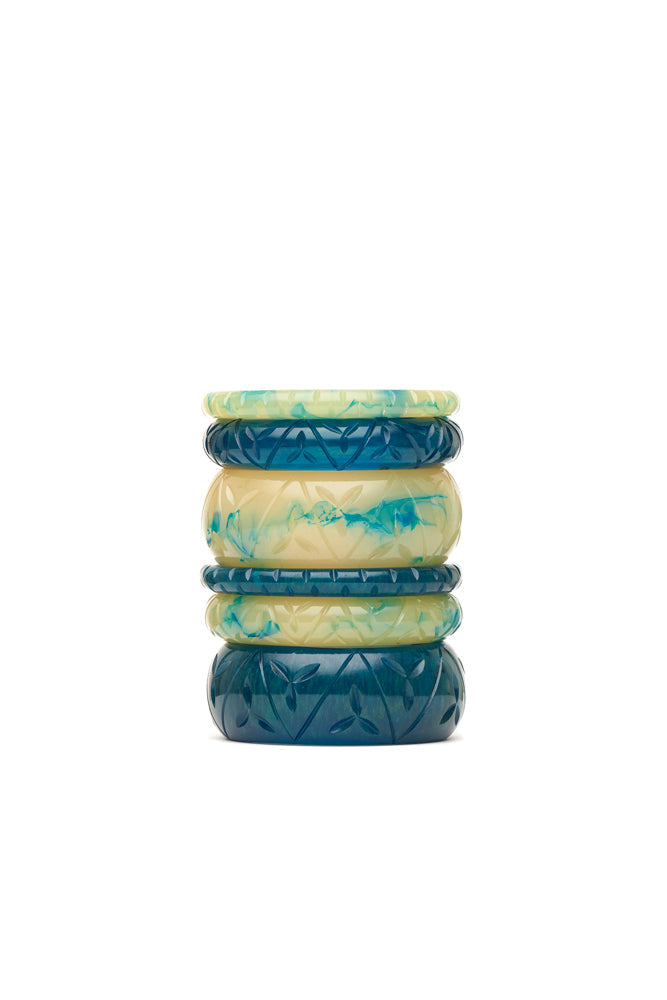Narrow Golden Teal Fakelite Duchess Bangle