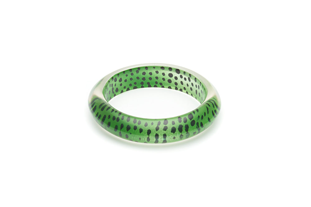 Green Leopard Drop Hoop Earrings