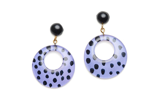 Grape Leopard Drop Hoop Earrings
