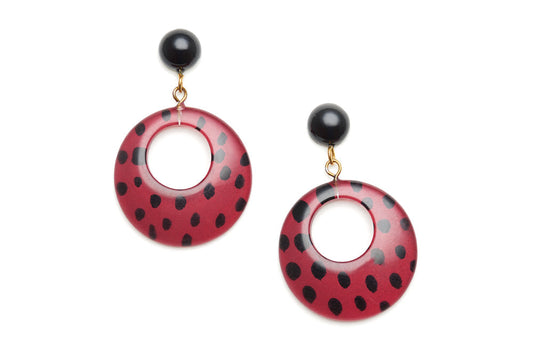 Mulberry Leopard Drop Hoop Earrings