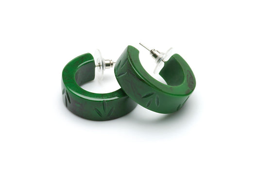 Vintage style hoop earrings in fern