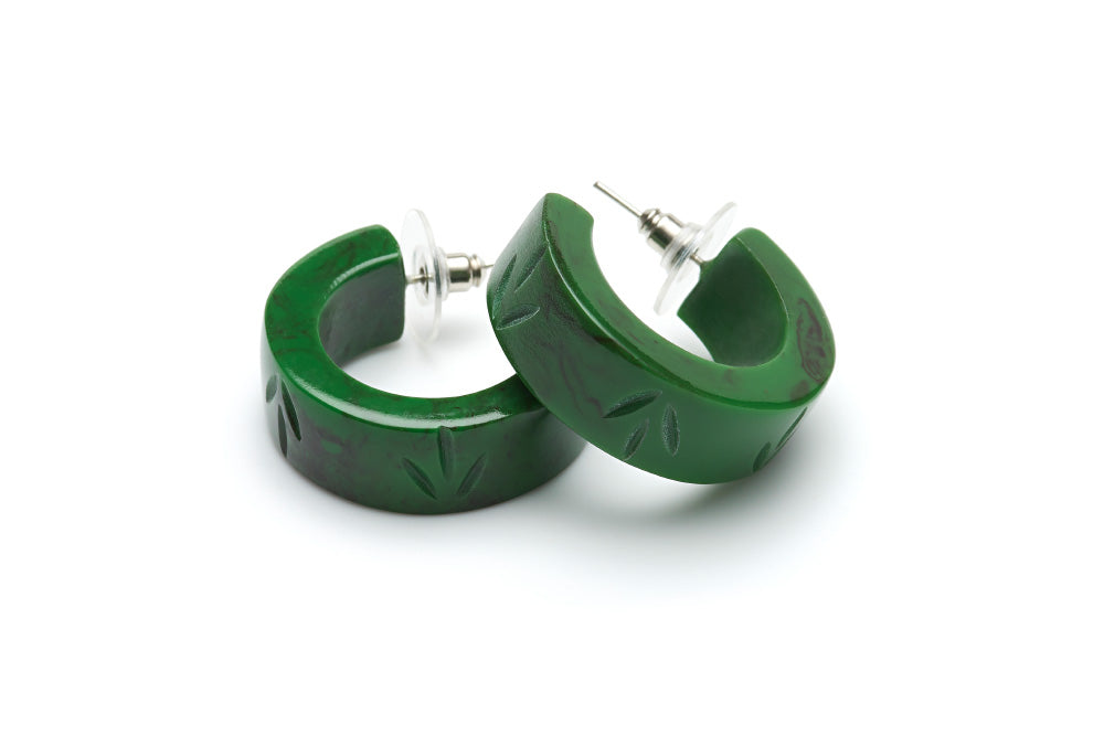 Vintage style hoop earrings in fern