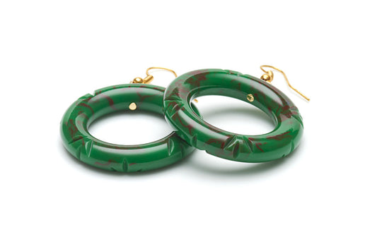 Vintage style drop hoop earrings in fern