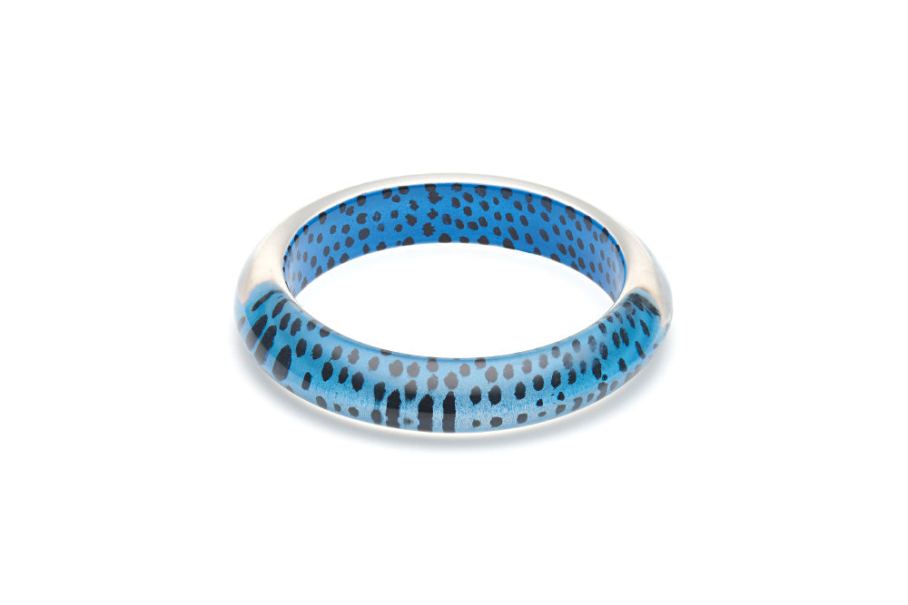 Blue Leopard Drop Hoop Earrings