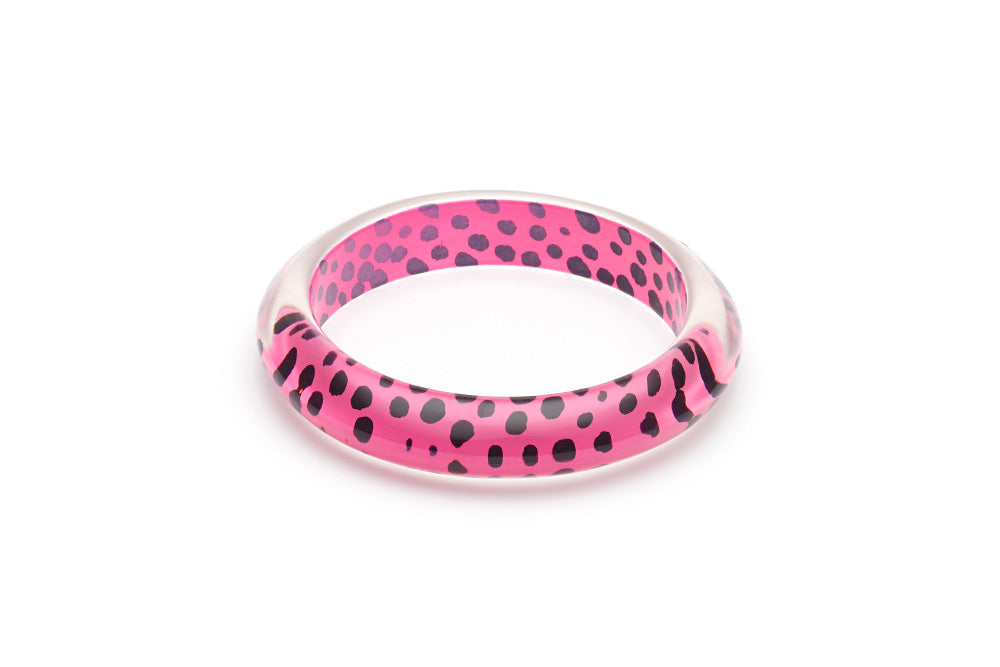 Pink Leopard Drop Hoop Earrings