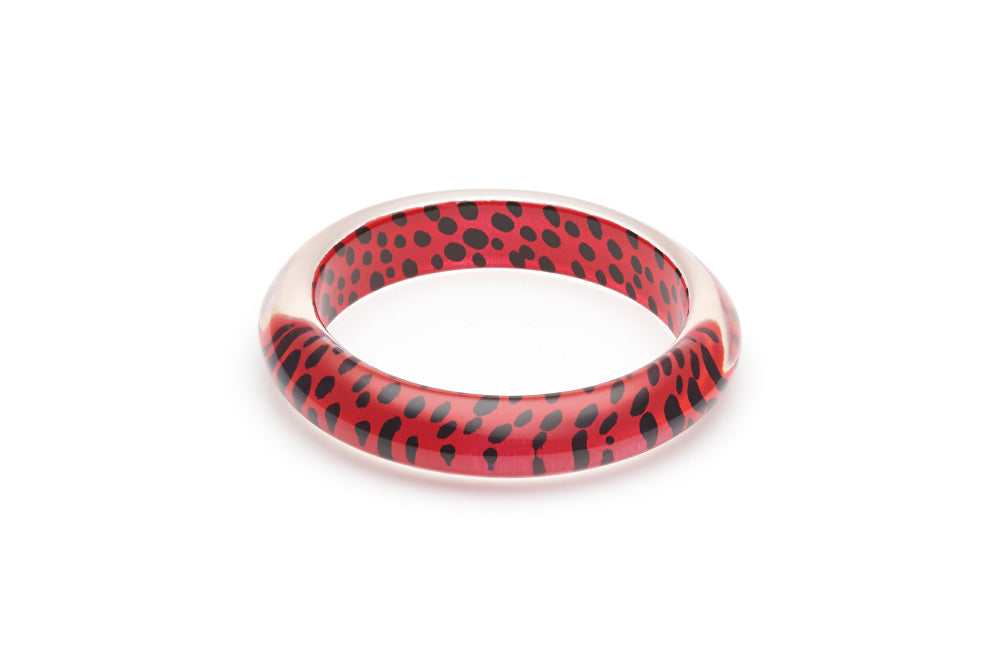 Red Leopard Drop Hoop Earrings