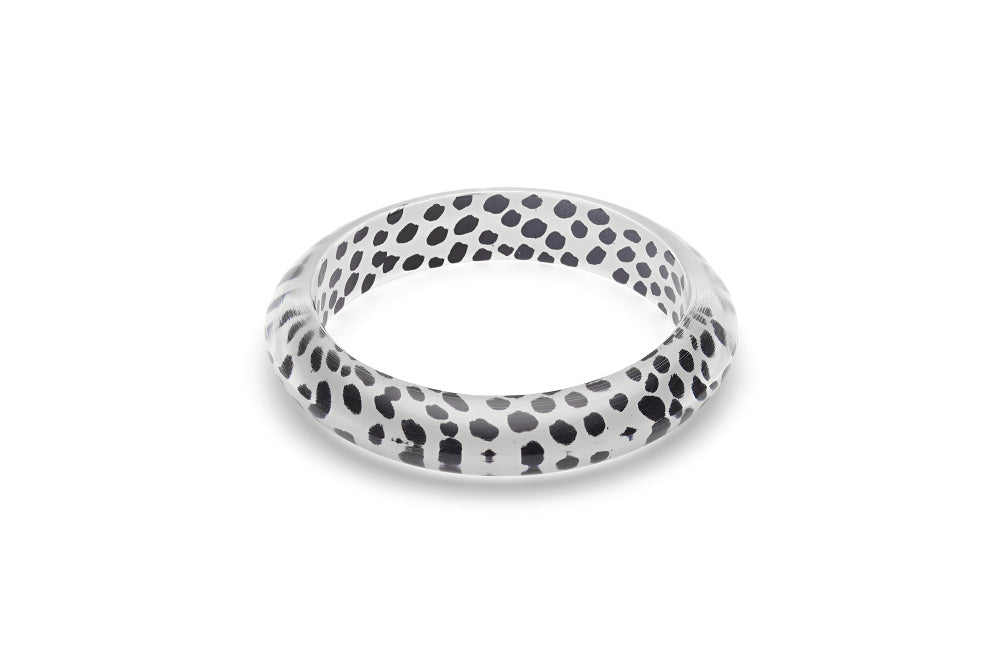 White Leopard Drop Hoop Earrings