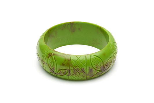 Bakelite style wide duchess bangle in alder green